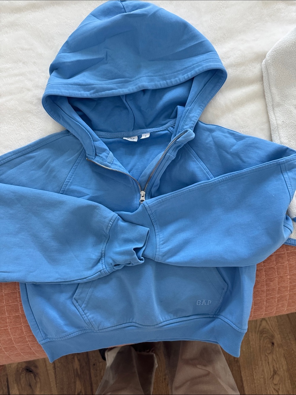GAP Blue Hooded Half-Zip Pullover Jacket